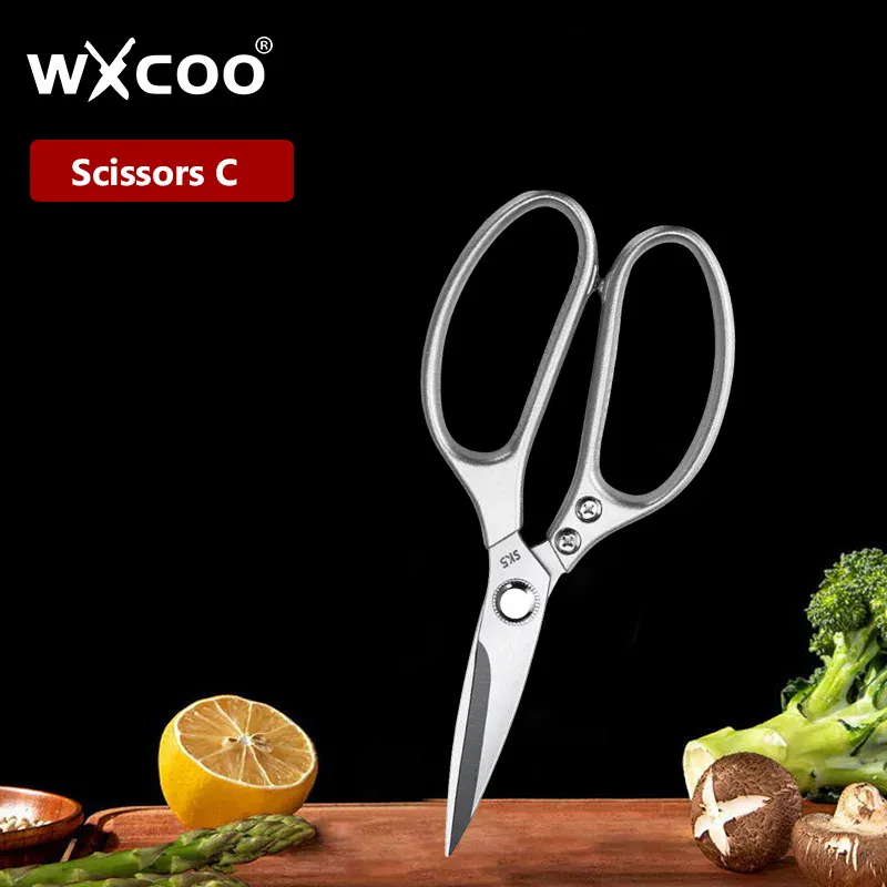 Ciseaux de cuisine multifonctions en inox pour découpe de viandes