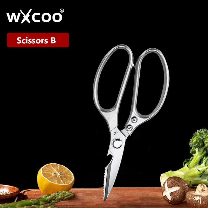 Ciseaux de cuisine multifonctions en inox pour découpe de viandes