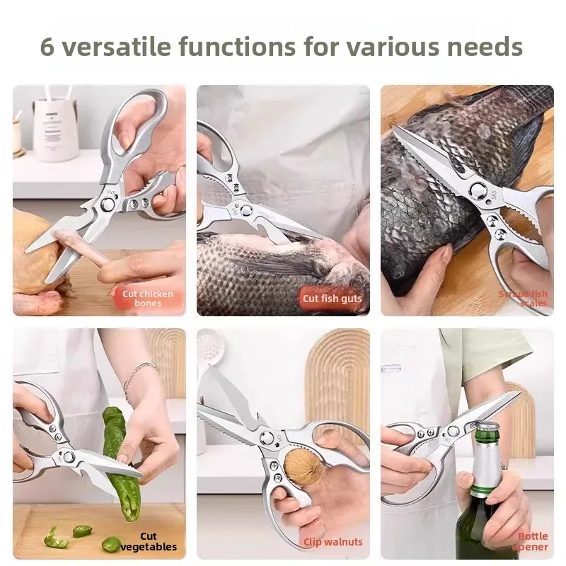 Ciseaux de cuisine inox multifonctionnels pour viande et os