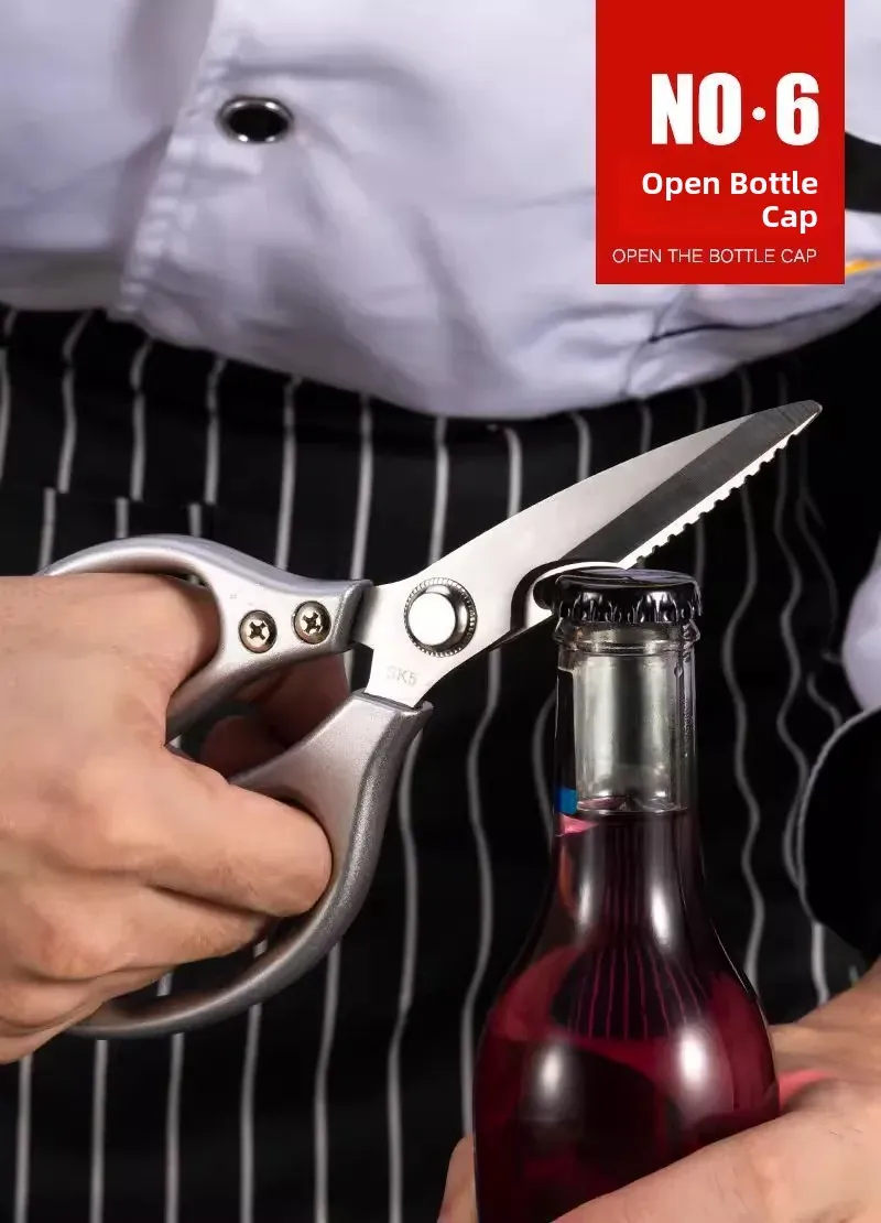 Ciseaux de cuisine inox multifonctionnels pour viande et os