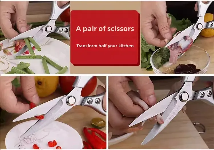 Ciseaux de cuisine inox multifonctionnels pour viande et os