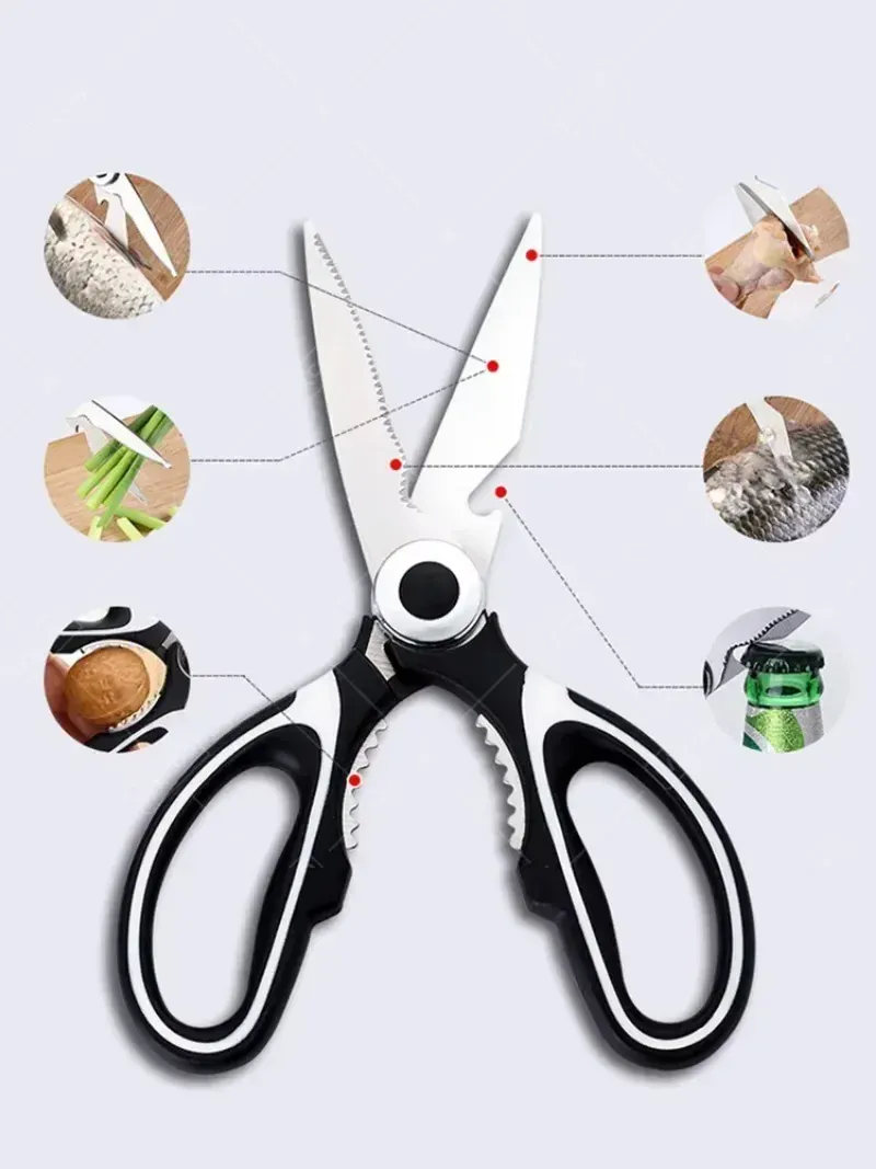 Ciseaux de cuisine inox multifonctions pour couper viandes et os
