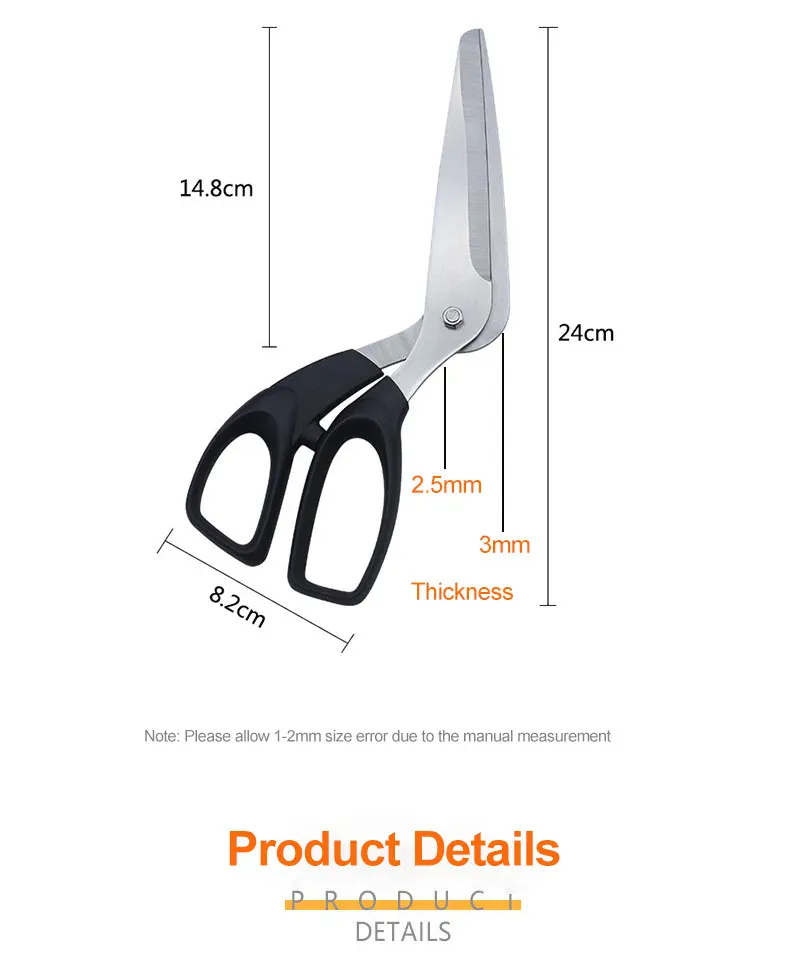 Ciseaux à pizza en inox avec spatule et coupe-pizza 2 pièces