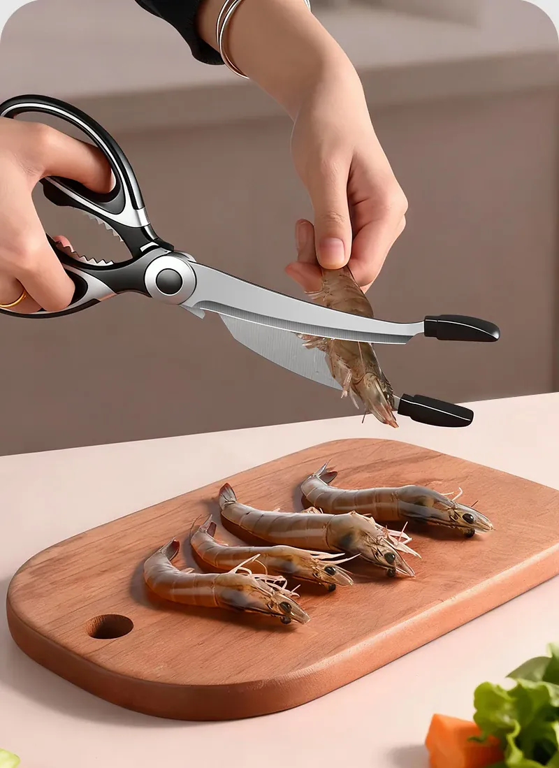 Ciseaux BBQ Multi-Fonctions Inox 304 avec Pince et Brosse Accessoire