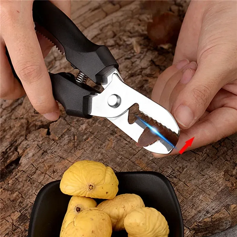 Ciseaux de cuisine multifonctions en acier pour éplucher châtaignes