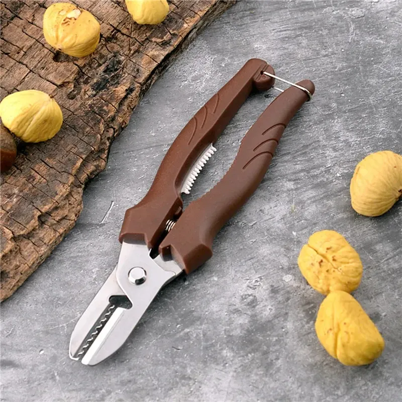 Ciseaux de cuisine multifonctions en acier pour éplucher châtaignes