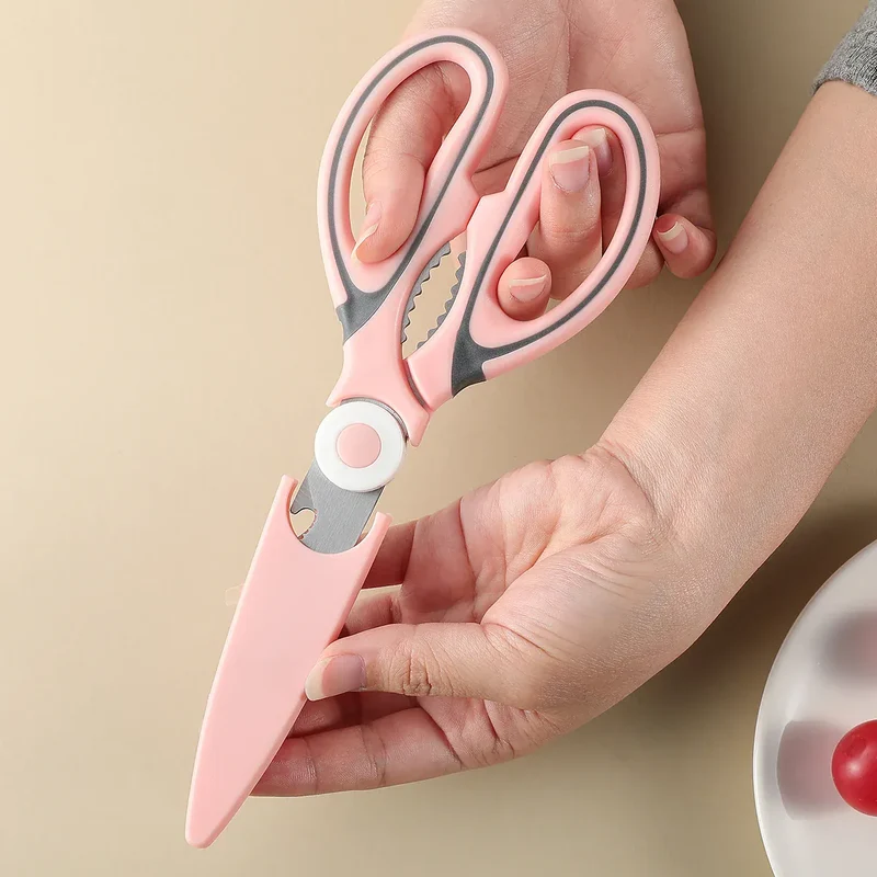 Ciseaux de cuisine en inox multifonctions avec protection | Coupe viandes et légumes