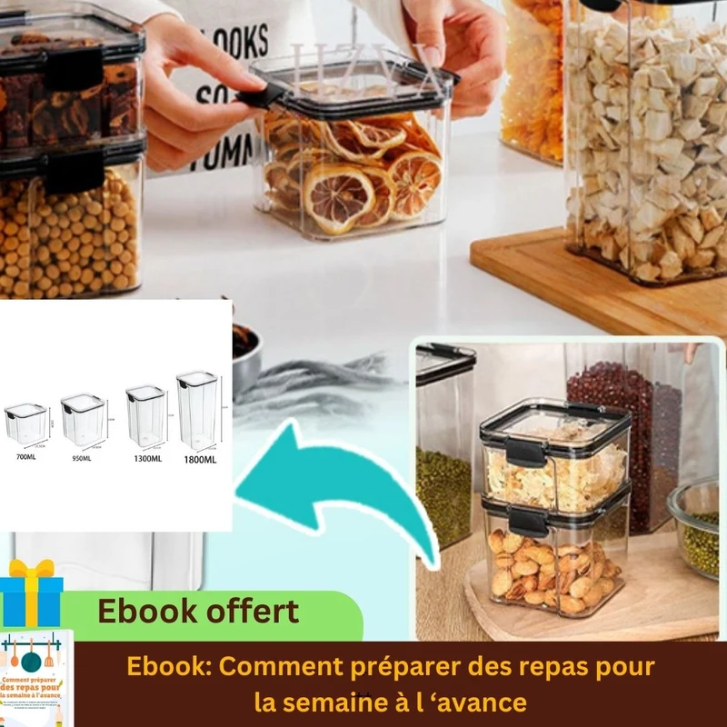 Boite alimentaire plastique｜Food box with lid™ Lot 4 PCS