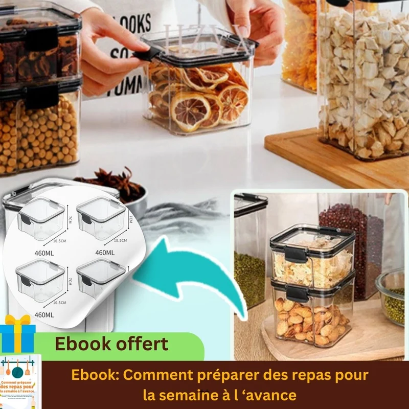 Boite alimentaire plastique｜Food box with lid™ Lot 4 PCS