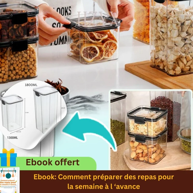 Boite alimentaire plastique｜Food box with lid™ Lot 4 PCS