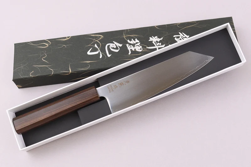 Couteau santoku kiritsuke 17,5cm japonais artisanal Wusaki Hikari SLD manche bubinga