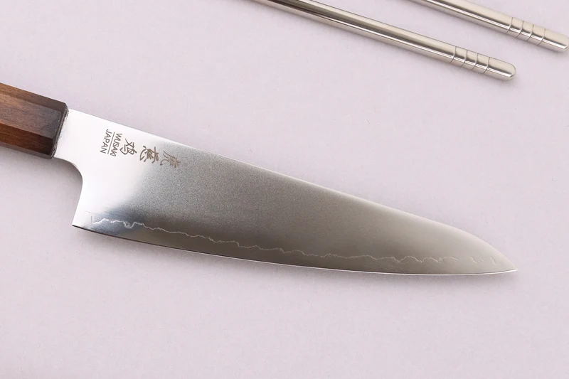 Couteau ko santoku 15cm japonais artisanal Wusaki Hikari SLD manche bubinga