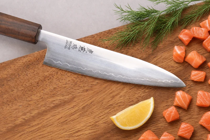 Couteau universel 13cm japonais artisanal Wusaki Hikari SLD manche bubinga