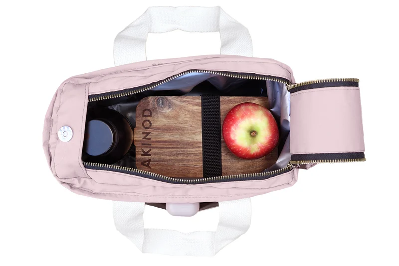 Lunch bag isotherme Akinod 08:17 en polycoton rose 7L