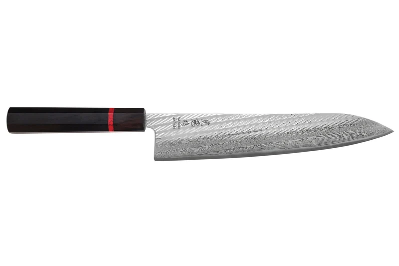 Couteau de chef 24cm japonais artisanal Wusaki Nawame AUS10 damas