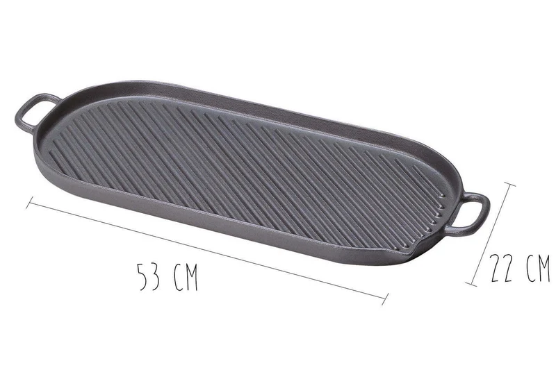 Grill viande ovale en fonte - 53x23cm