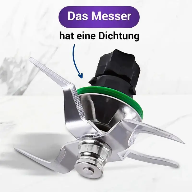 Lame Thermomix TM5 / TM6 / TM7 Inox à Base Noire – Couteau de Rechange avec Joint