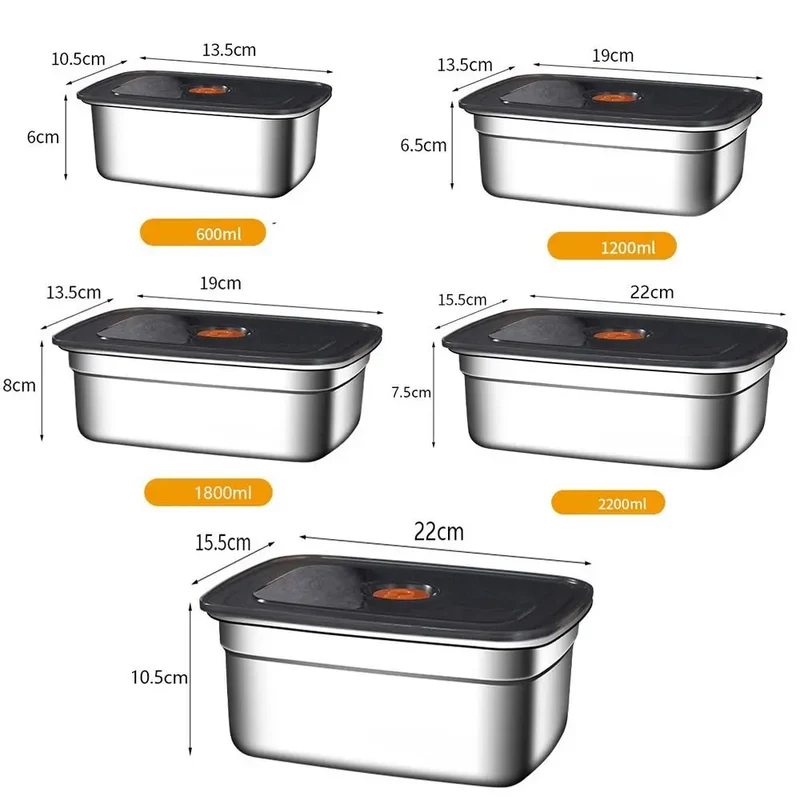 Boîte Hermétique Inox 600 à 3200 ml Anti-fuite Compatible Micro-ondes