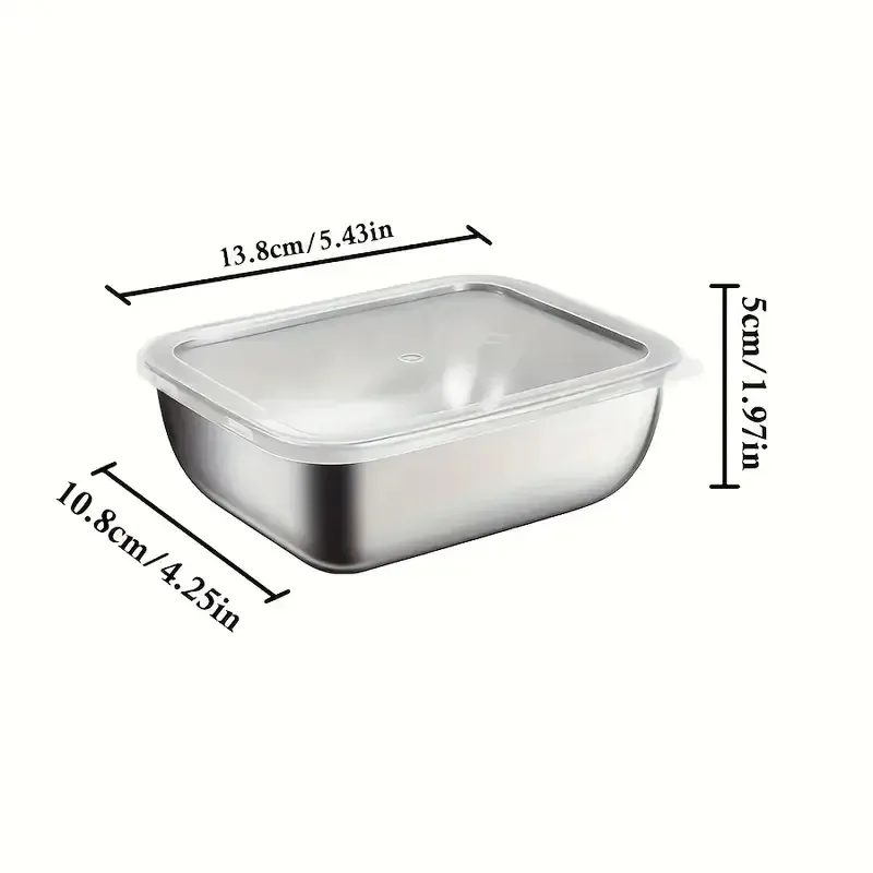 Lot de 5 Boîtes de Conservation en Inox Empilables 13,8 x 10,8 cm — Couvercle Clipsable