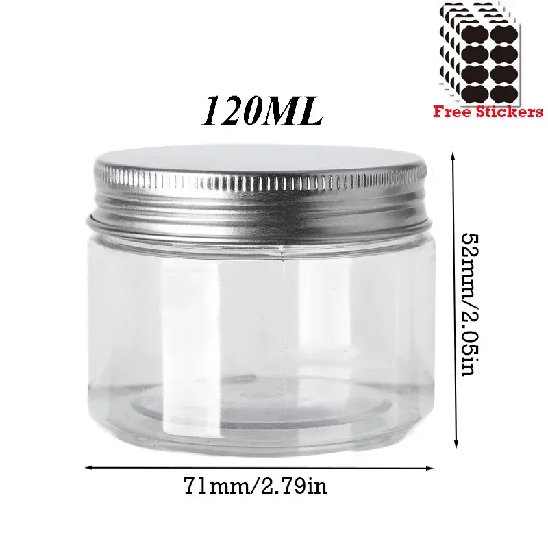 Lot de 50 Pots en Plastique PET Alimentaire 30–150 ml avec Couvercle Aluminium Vissé