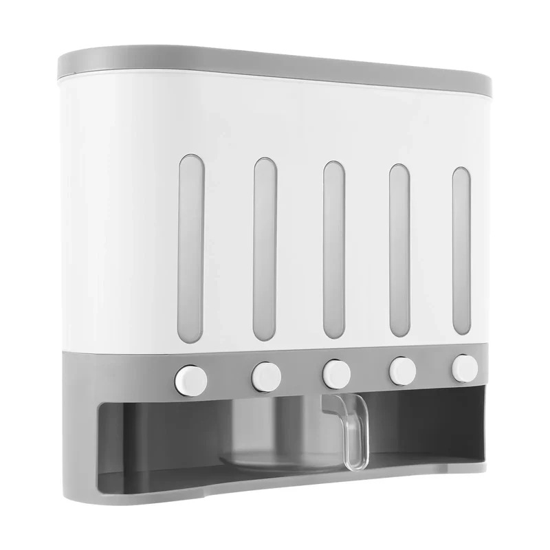 Distributeur Céréales Murale 5 Compartiments en Plastique Empilable