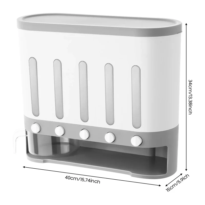 Distributeur Céréales Murale 5 Compartiments en Plastique Empilable