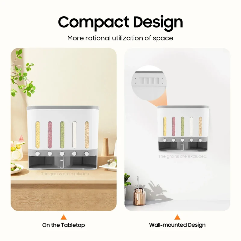 Distributeur Céréales Murale 5 Compartiments en Plastique Empilable
