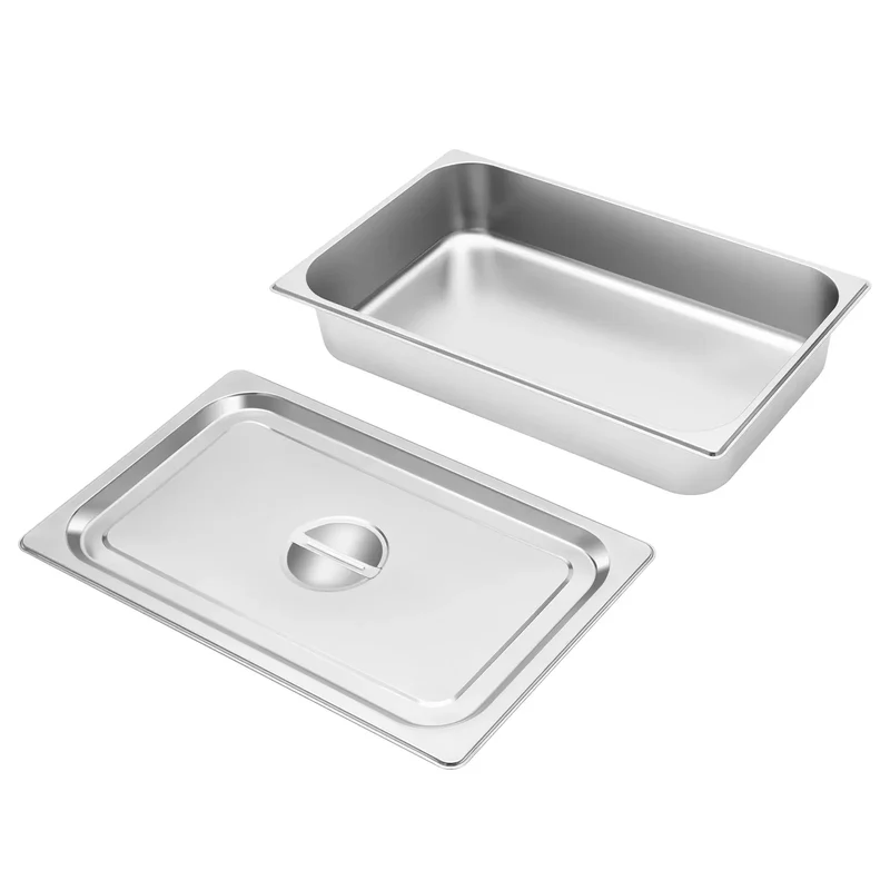 Bacs à Buffet Inox avec Couvercle – Lot de 4 Pièces 9 L