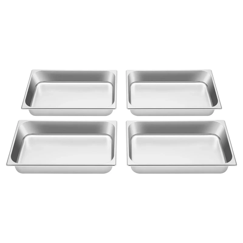 Bacs à Buffet Inox avec Couvercle – Lot de 4 Pièces 9 L