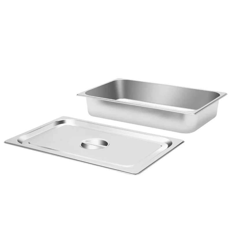 Bacs à Buffet Inox avec Couvercle – Lot de 4 Pièces 9 L