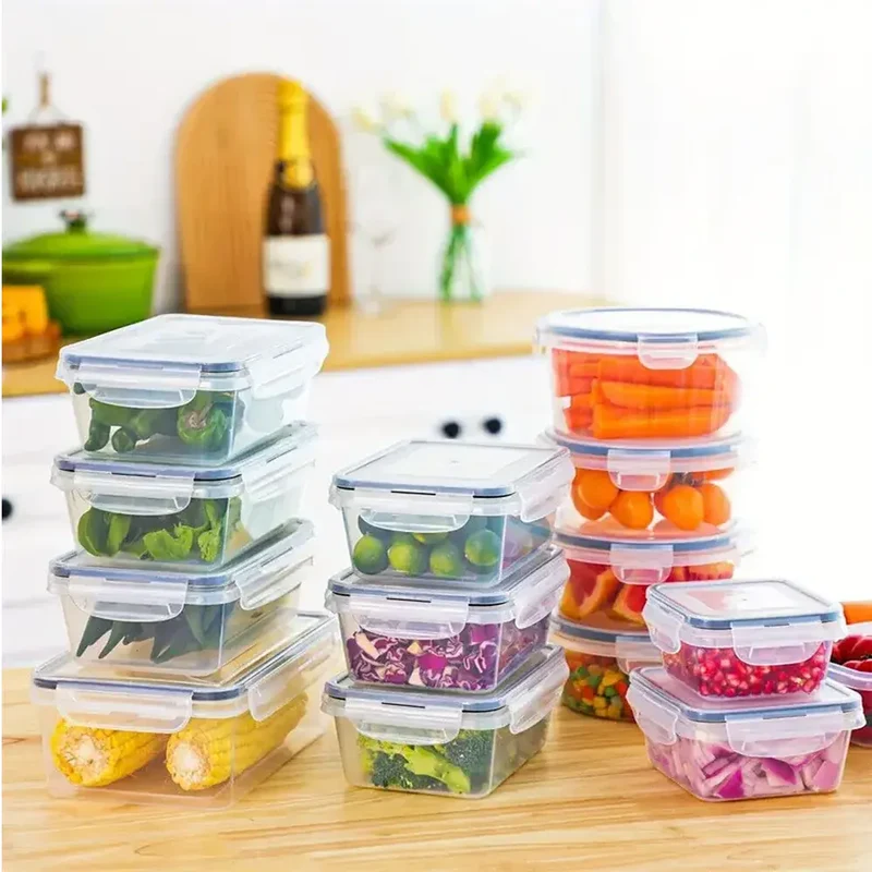 Lot de 12 Boîtes Hermétiques Transparentes avec Couvercle 800ml