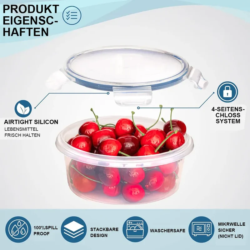 Lot de 12 Boîtes Hermétiques Transparentes avec Couvercle 800ml
