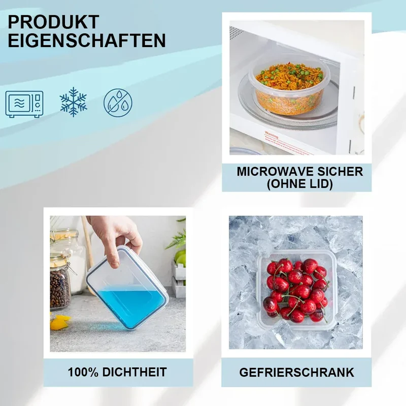 Lot de 12 Boîtes Hermétiques Transparentes avec Couvercle 800ml
