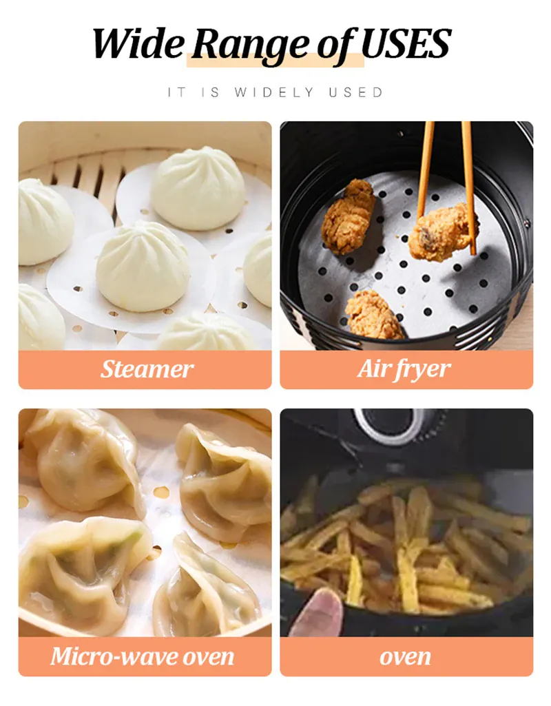 Papier Cuisson Air Fryer Jetable Antiadhésif | Lot de 50 à 300