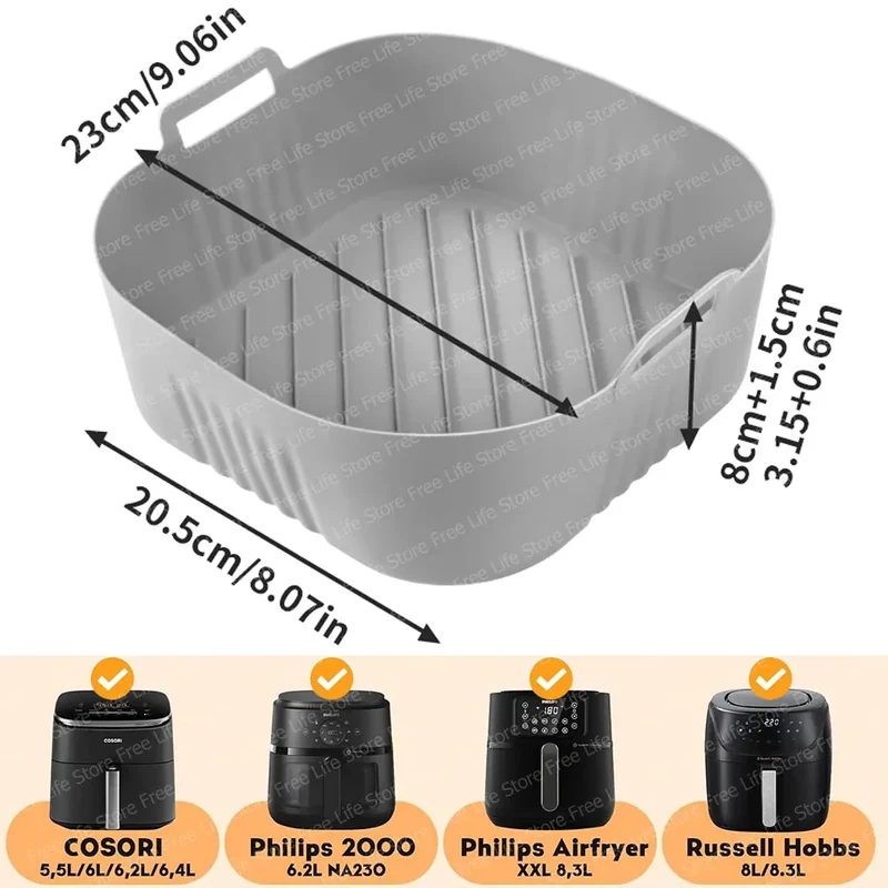 Moule Silicone Air Fryer Réutilisable Rond 23 cm pour Friture