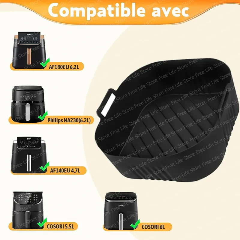 Moule Silicone Air Fryer Réutilisable Rond 23 cm pour Friture