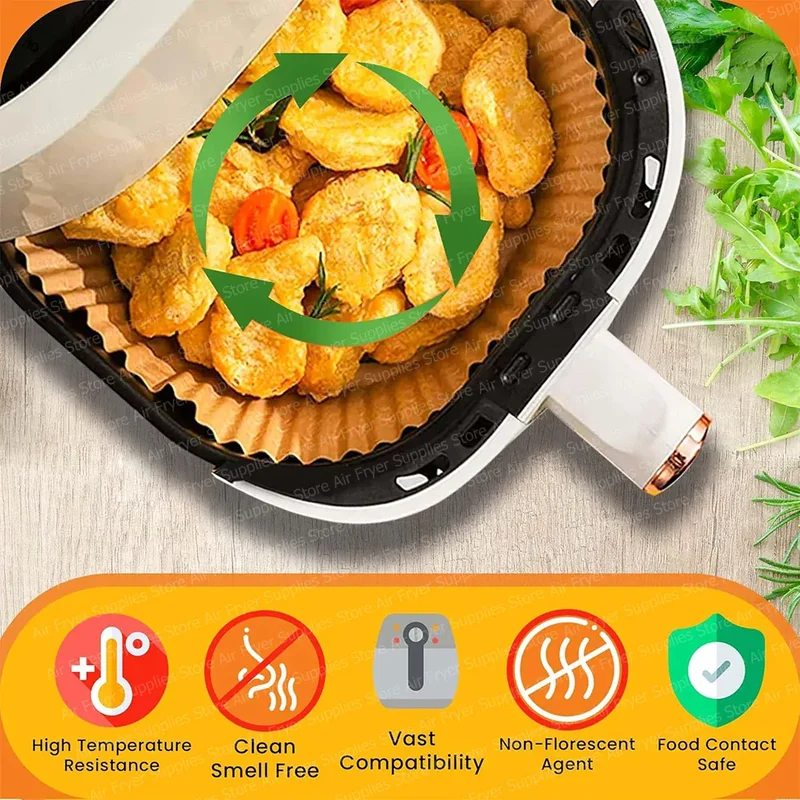 Papier Cuisson Air Fryer Jetable Carré 20-24 cm Lot de 100