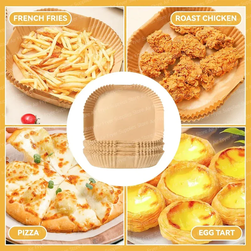 Papier Cuisson Air Fryer Jetable Carré 20-24 cm Lot de 100