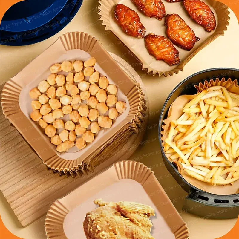 Papier Cuisson Air Fryer Jetable Carré 20-24 cm Lot de 100