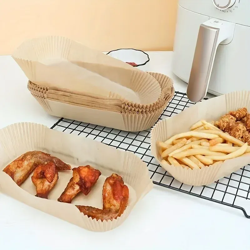 Papier Cuisson Air Fryer Rectangulaire Jetable Lot de 100 Pièces
