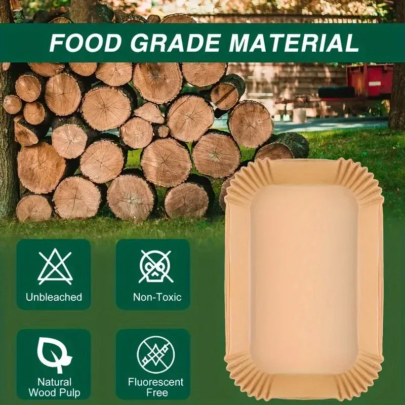 Papier Cuisson Air Fryer Rectangulaire Jetable Lot de 100 Pièces