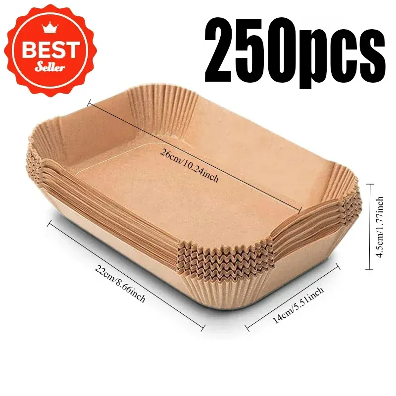 Papier Cuisson Air Fryer Rectangulaire Jetable Lot de 100 Pièces