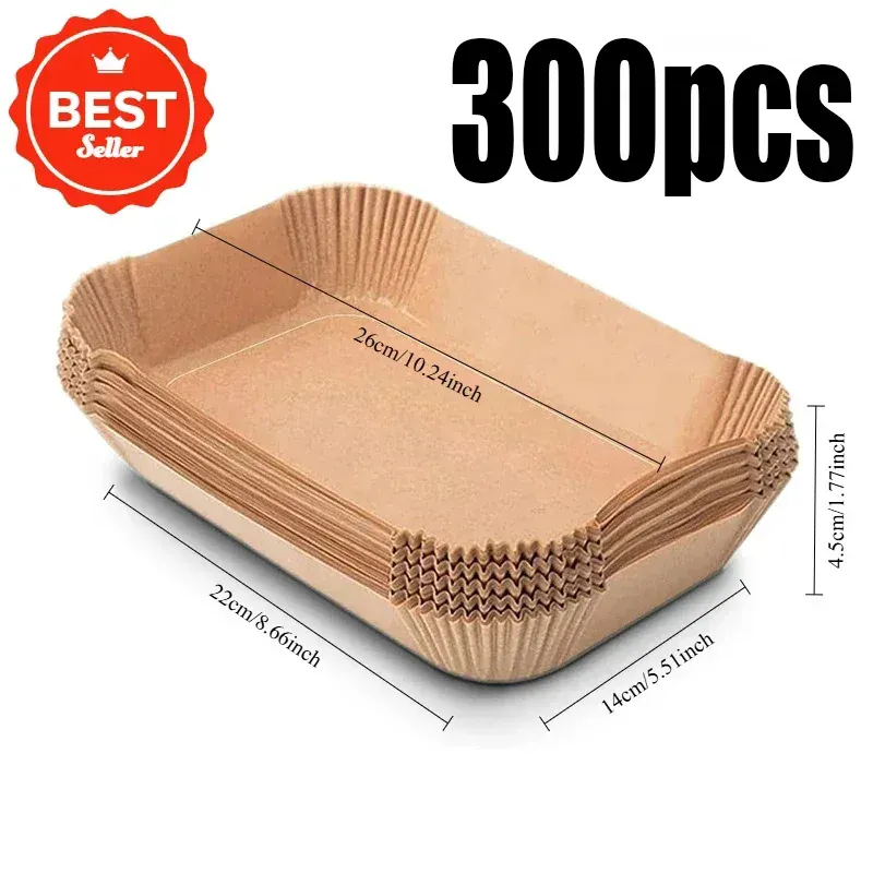 Papier Cuisson Air Fryer Rectangulaire Jetable Lot de 100 Pièces