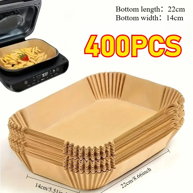 Papier Cuisson Air Fryer Rectangulaire Jetable Lot de 100 Pièces