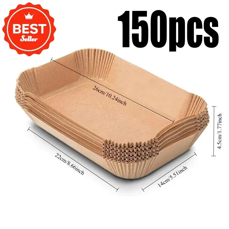 Papier Cuisson Air Fryer Rectangulaire Jetable Lot de 100 Pièces