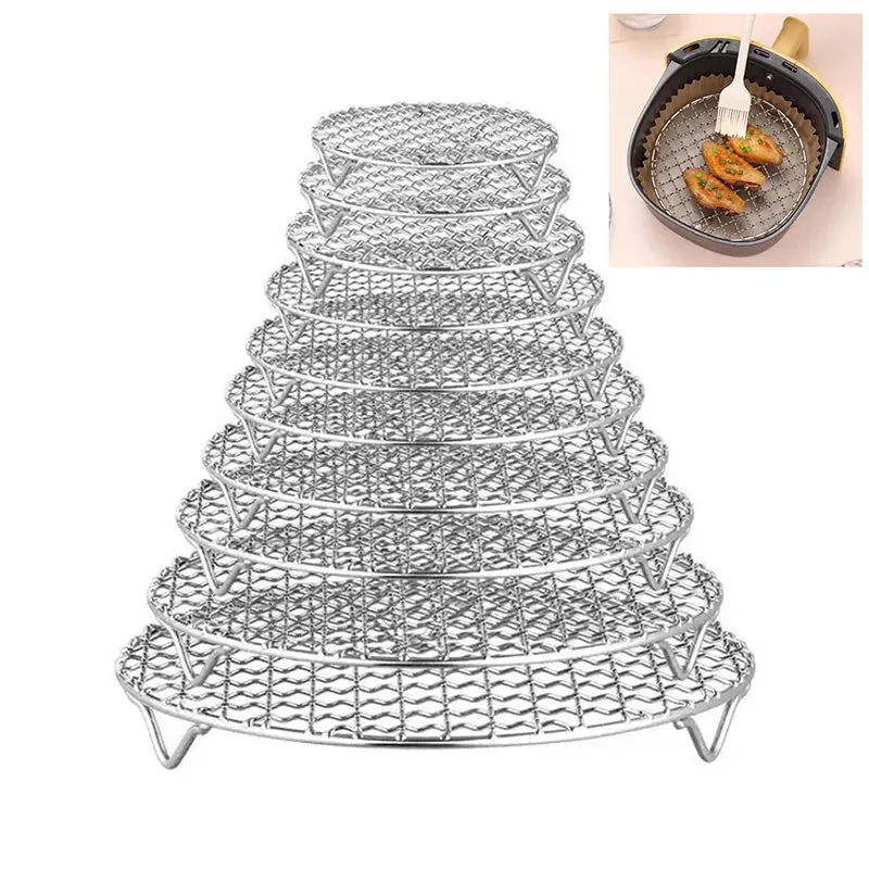 Grille Inox Air Fryer Rond Empilable - Rack de Cuisson Anti-corrosion