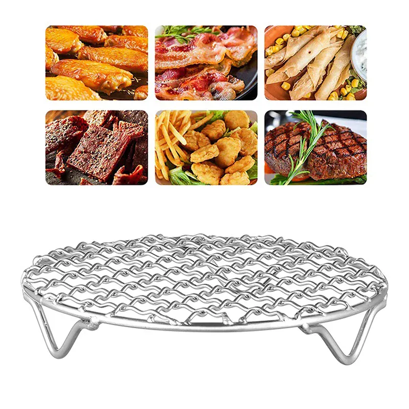 Grille Inox Air Fryer Rond Empilable - Rack de Cuisson Anti-corrosion
