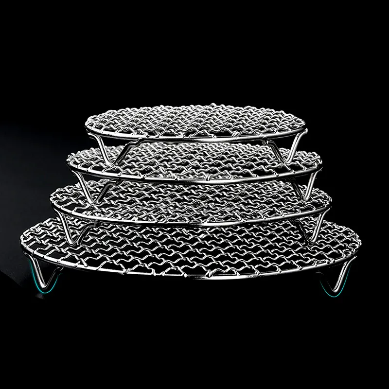 Grille Inox Air Fryer Rond Empilable - Rack de Cuisson Anti-corrosion