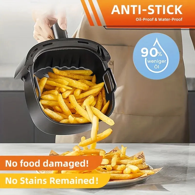 Moule Silicone Air Fryer Réutilisable Carré 20cm - Lot de 2 Pièces
