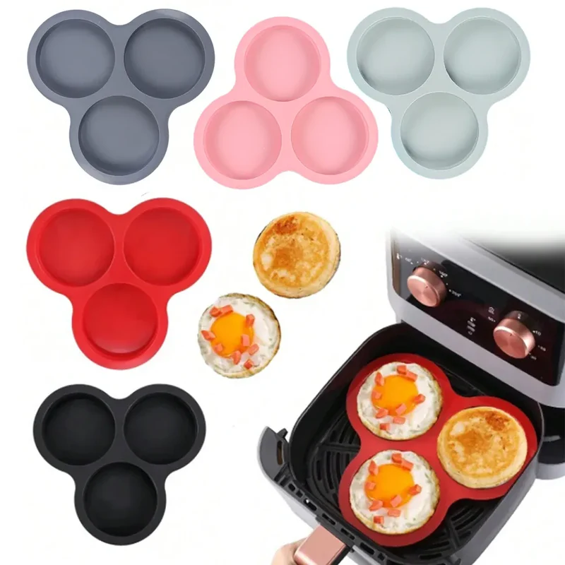 Moule Silicone Air Fryer Réutilisable 3-Cavités Forme Arrondie